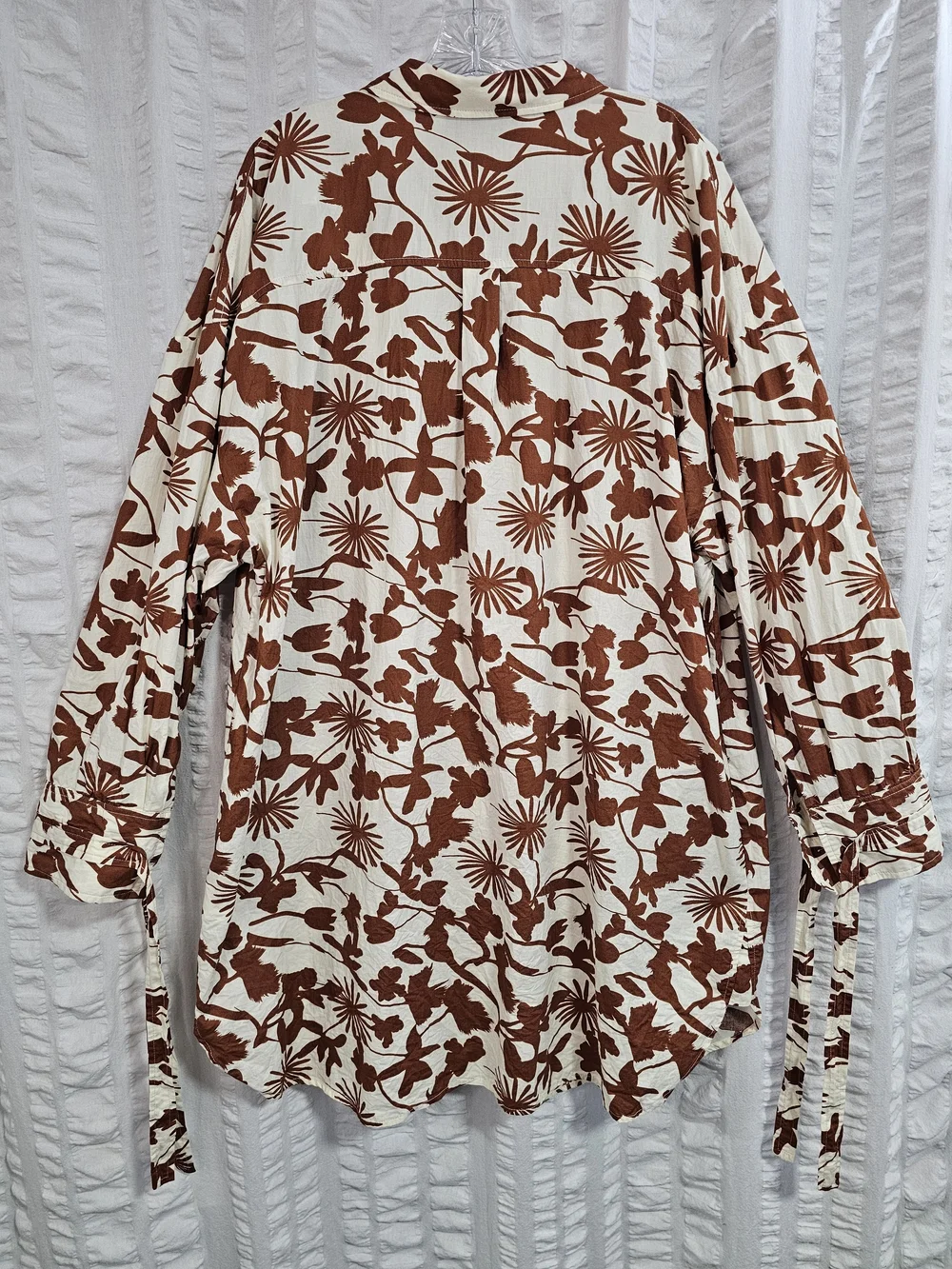Sunday In Brooklyn Button-Front Mini Shirtdress Cream Rust Botanical Size 3X